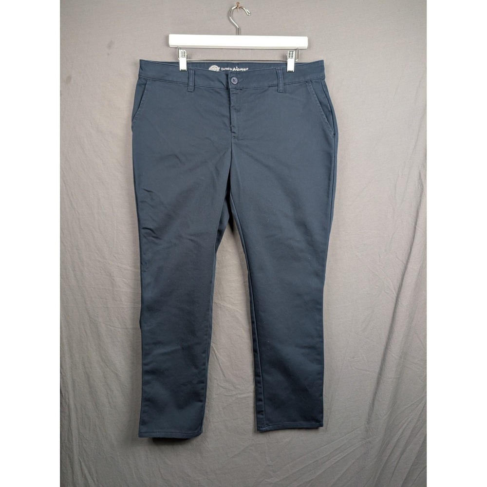 Dickies Womens Navy Blue Stretch Twill Straight Leg Work Pants Size 14